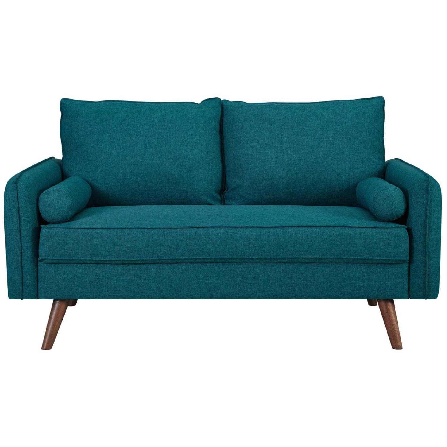 sofas | CasaFoyer Revive Loveseat | Cozy & Refined Design | Bolster Pillows | Vibrant Teal Upholstery | Trendy Splayed Wood Legs | Compact Shipping Box | Perfect for Home or Apartment | casafoyer.myshopify.com