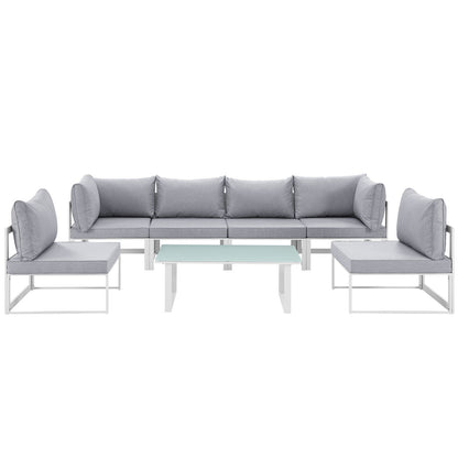 Patio Furniture Sets | Fortuna Outdoor Patio Collection | 7-Piece Sectional Sofa Set | Durable Aluminum Frame | All-Weather Cushions | Contemporary Outdoor Lounge Space | casafoyer.myshopify.com