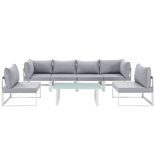 Patio Furniture Sets | Fortuna Outdoor Patio Collection | 7-Piece Sectional Sofa Set | Durable Aluminum Frame | All-Weather Cushions | Contemporary Outdoor Lounge Space | casafoyer.myshopify.com