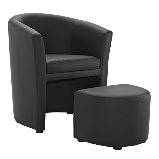 Chair | Divulge Faux Leather Armchair | Self-Storage Ottoman | Sleek & Modern Design | Dense Foam Padding | Soft & Inviting Upholstery | Perfect for Living, Lounge, or Reception Area | Black | casafoyer.myshopify.com