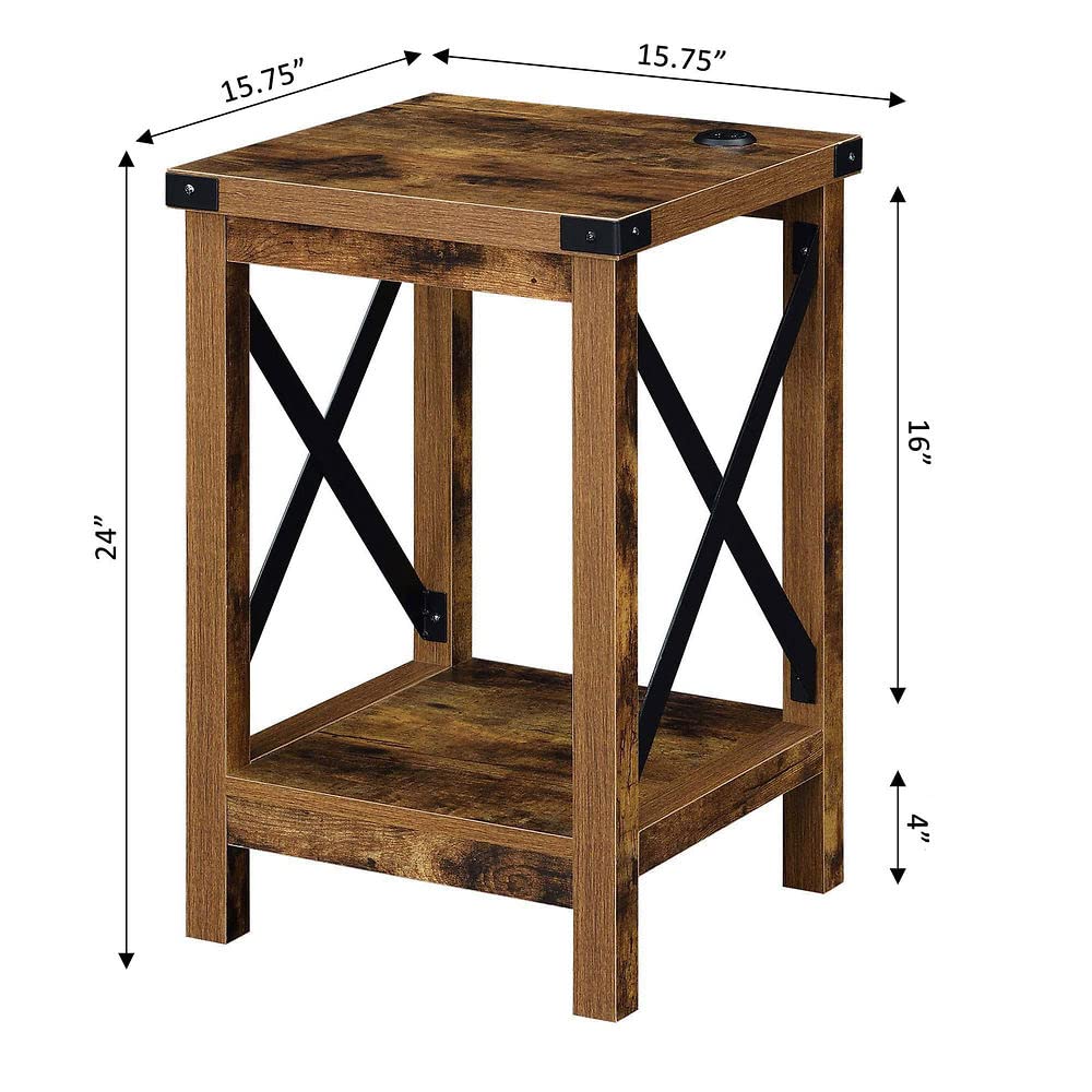 TABLE | Durango End Table with Charging Station & Shelf | Industrial Style | USB Ports | Cord Management | Durable Construction | Ergode | casafoyer.myshopify.com