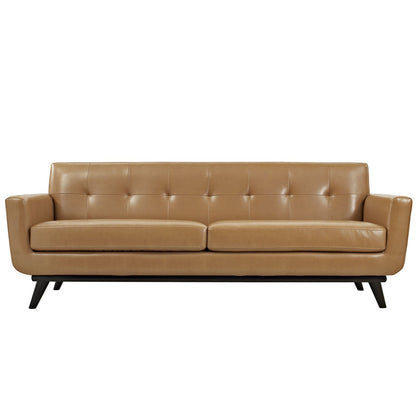 sofas | Engage Leather Sofa | Ultimate Lounging Experience | Curved Design | Dual Cushions | Cherry Wood Legs | 7 Eye-Catching Buttons | casafoyer.myshopify.com