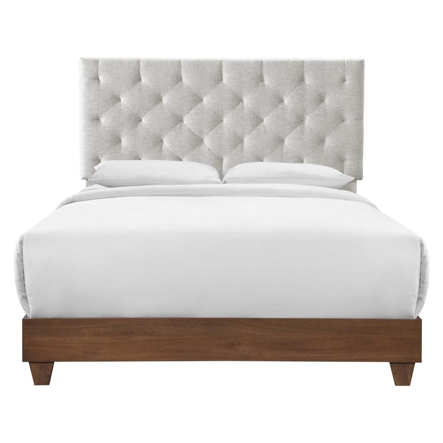 adjustable bed bases | CasaFoyer Rhiannon Tufted Upholstered Fabric Queen Bed | Walnut Beige | Luxury Design | Sturdy Frame | Easy Assembly | 800 lbs Weight Capacity | casafoyer.myshopify.com