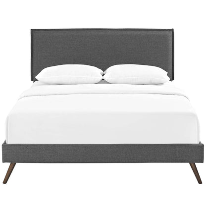 bed frames | CasaFoyer Amaris Platform Bed | Solid Wood Frame | Polyester Upholstery | Tapered Legs | Headboard | Memory Foam Mattress Compatible | Gray | casafoyer.myshopify.com