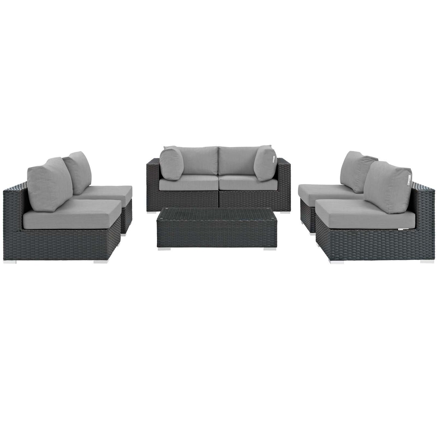 kitchen and dining room sets | CasaFoyer Sojourn Outdoor Patio Furniture Set | 7 Piece Sunbrella Sectional with Armless Chairs, Coffee Table, and Corners | casafoyer.myshopify.com