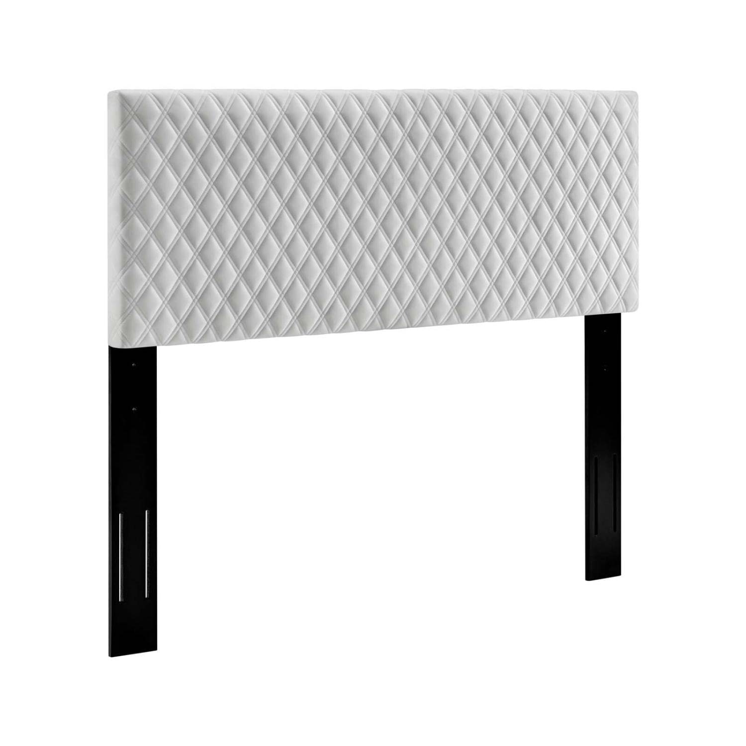 headboards | CasaFoyer Angela Tufted Diamond Lattice Performance Velvet Full/Queen Headboard | Adjustable Height | White | casafoyer.myshopify.com