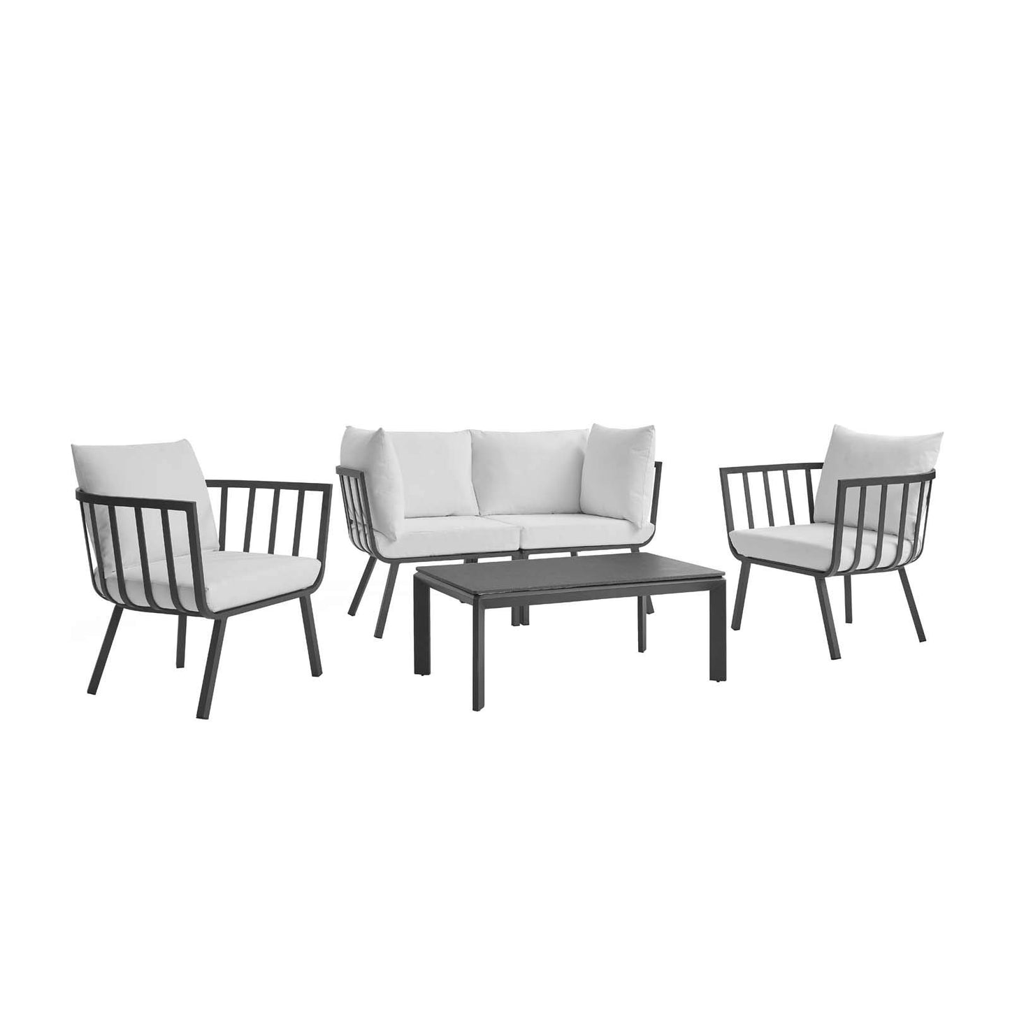 kitchen and dining room sets | CasaFoyer Riverside Outdoor Patio Aluminum Loveseat Set | Coastal Design | UV-Resistant Cushions | Powder-Coated Frame | Scratch-Resistant Cement Top | casafoyer.myshopify.com