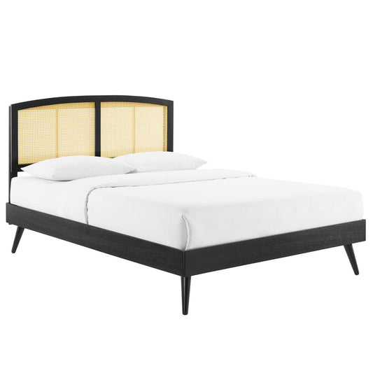 Bed | CasaFoyer Sierra Woven Cane Rattan Wood Full Platform Bed | Serene Island Vibe | Mid-Century Modern Design | Durable Construction | No Box Spring Needed | casafoyer.myshopify.com