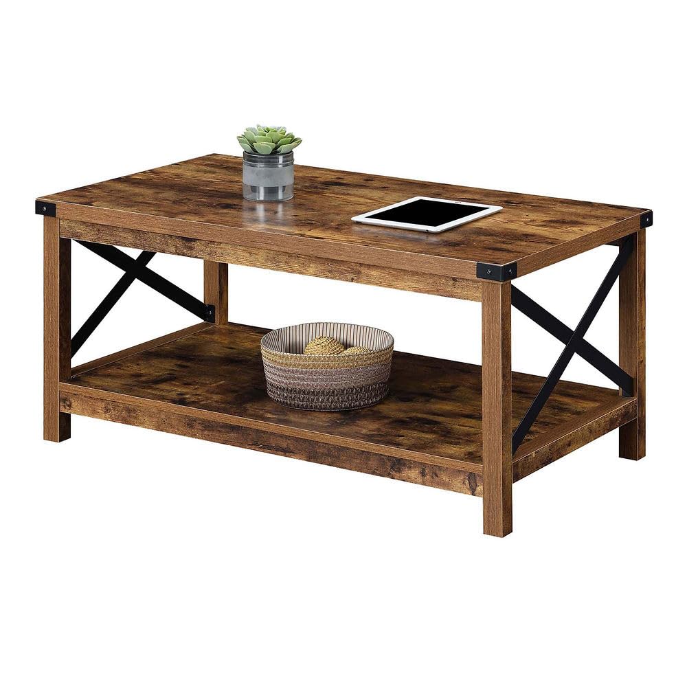 TABLE | Durango Coffee Table with Shelf | Industrial Farmhouse Style | Durable Particleboard & Metal Construction | Ample Surface Area & Storage Space | Ergode Durango Collection | casafoyer.myshopify.com