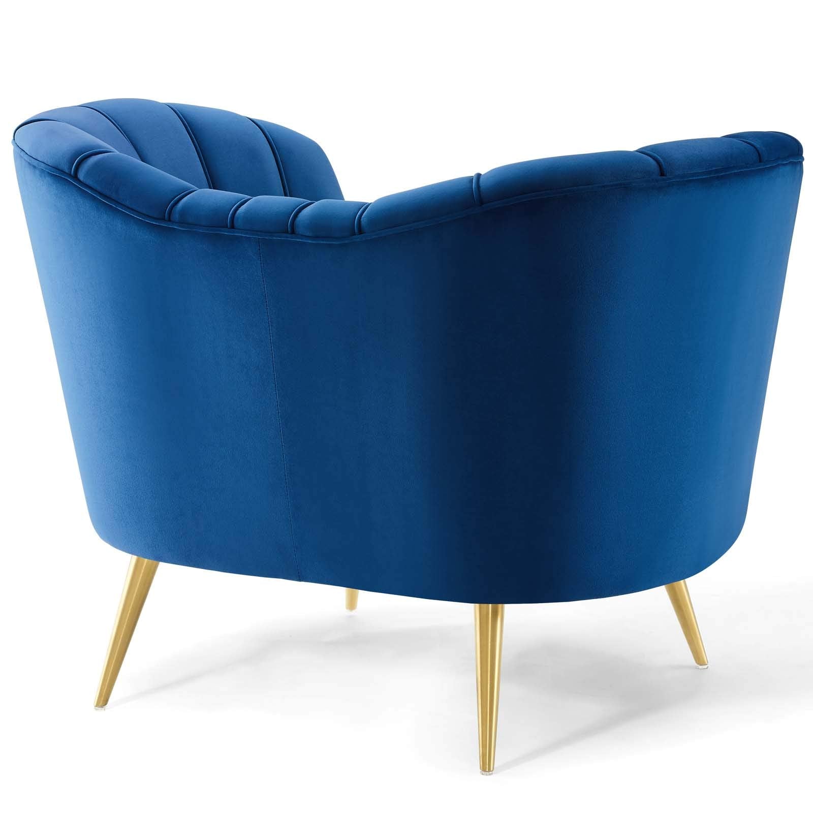 home office desk chairs | CasaFoyer Opportunity Armchair | Curved Performance Velvet | Vertical Channel Tufted | Navy | casafoyer.myshopify.com