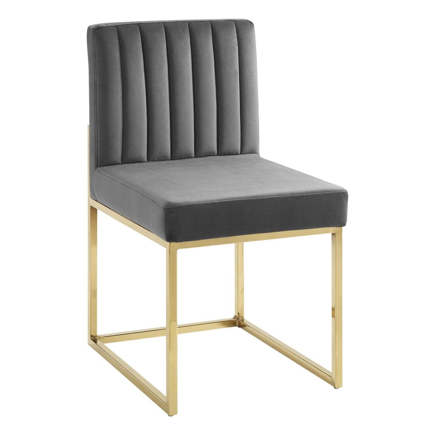 home office desk chairs | CasaFoyer Carriage Channel Tufted Performance Velvet Dining Chair | Gold Stainless Steel Sled Base | Set of 2 | Stain-Resistant | 331 lbs Weight Capacity | casafoyer.myshopify.com