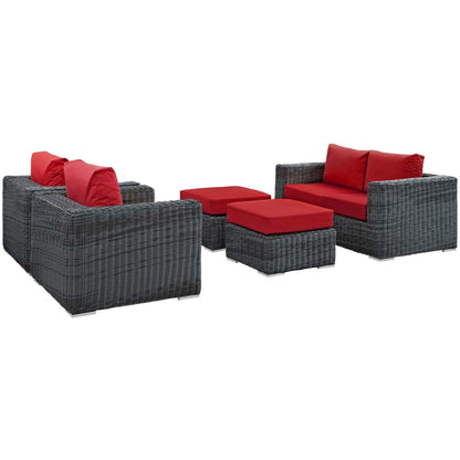 kitchen and dining room sets | CasaFoyer Summon Outdoor Patio Sectional Sofa Set | Luxury Comfort | Durable Synthetic Rattan | Sunbrella Cushions | Powder-Coated Aluminum Frame | Includes Loveseat, Armchairs, Ottomans | Perfect for Patio, Backyard, Poolside | casafoyer.myshopify.com