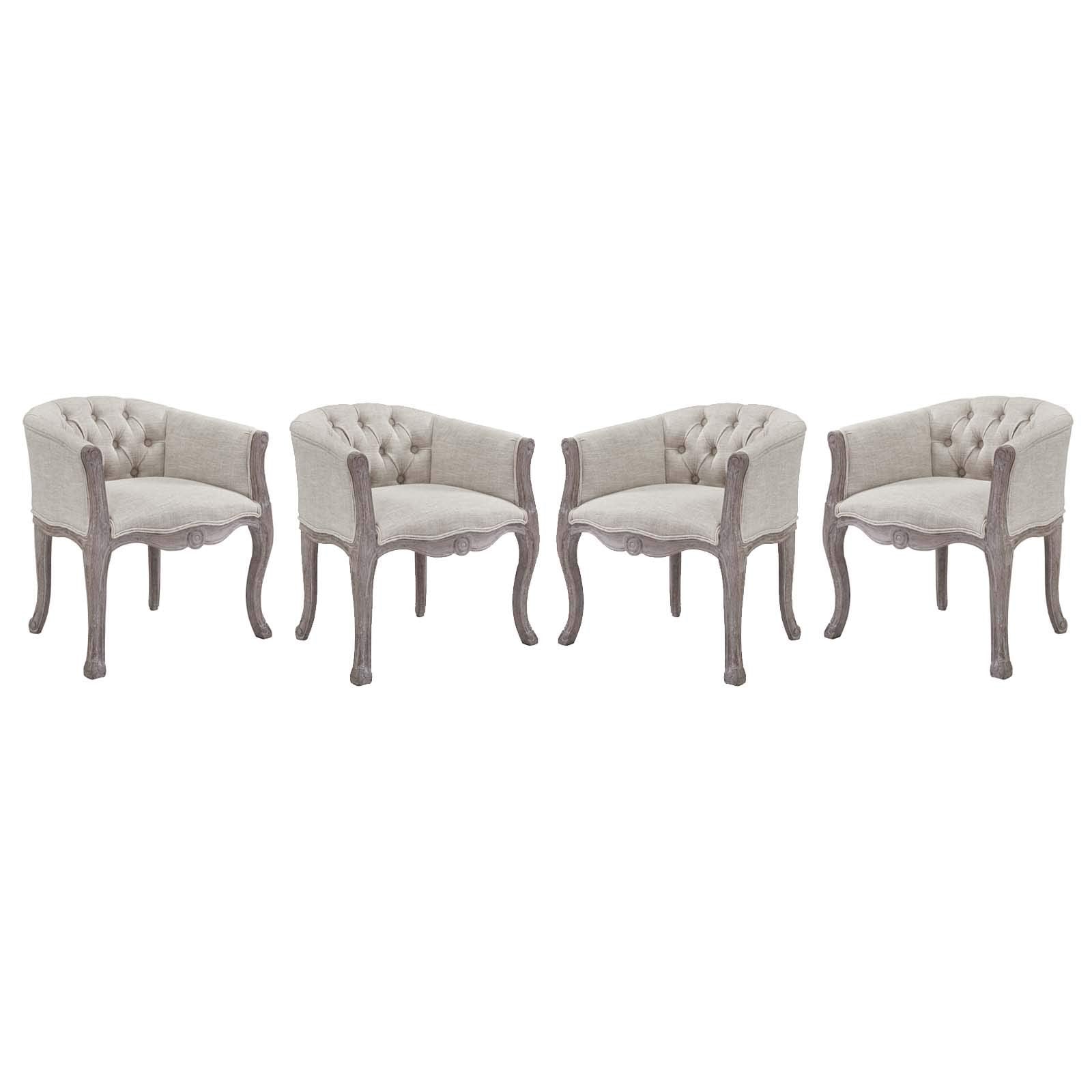 home office desk chairs | CasaFoyer Crown French Vintage Dining Accent Armchair Set of 2 | Luxurious Elegance | Fluted Wood Frame | Cabriole Legs | Padded Seat | Button Tufting | Vintage French Look | Fully Assembled | Beige | casafoyer.myshopify.com
