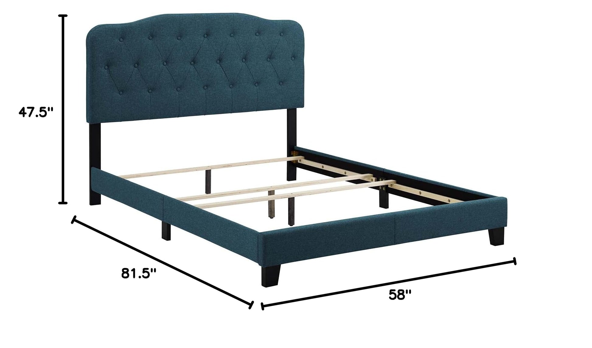 Bed | CasaFoyer Amelia Full Bed | Luxurious Chic Design | Polyester Upholstery | Button-Tufted Headboard | Solid Wood Construction | Non-Marking Wood Legs | Maximum Support | Elegant Curves | Opulent Appearance | casafoyer.myshopify.com