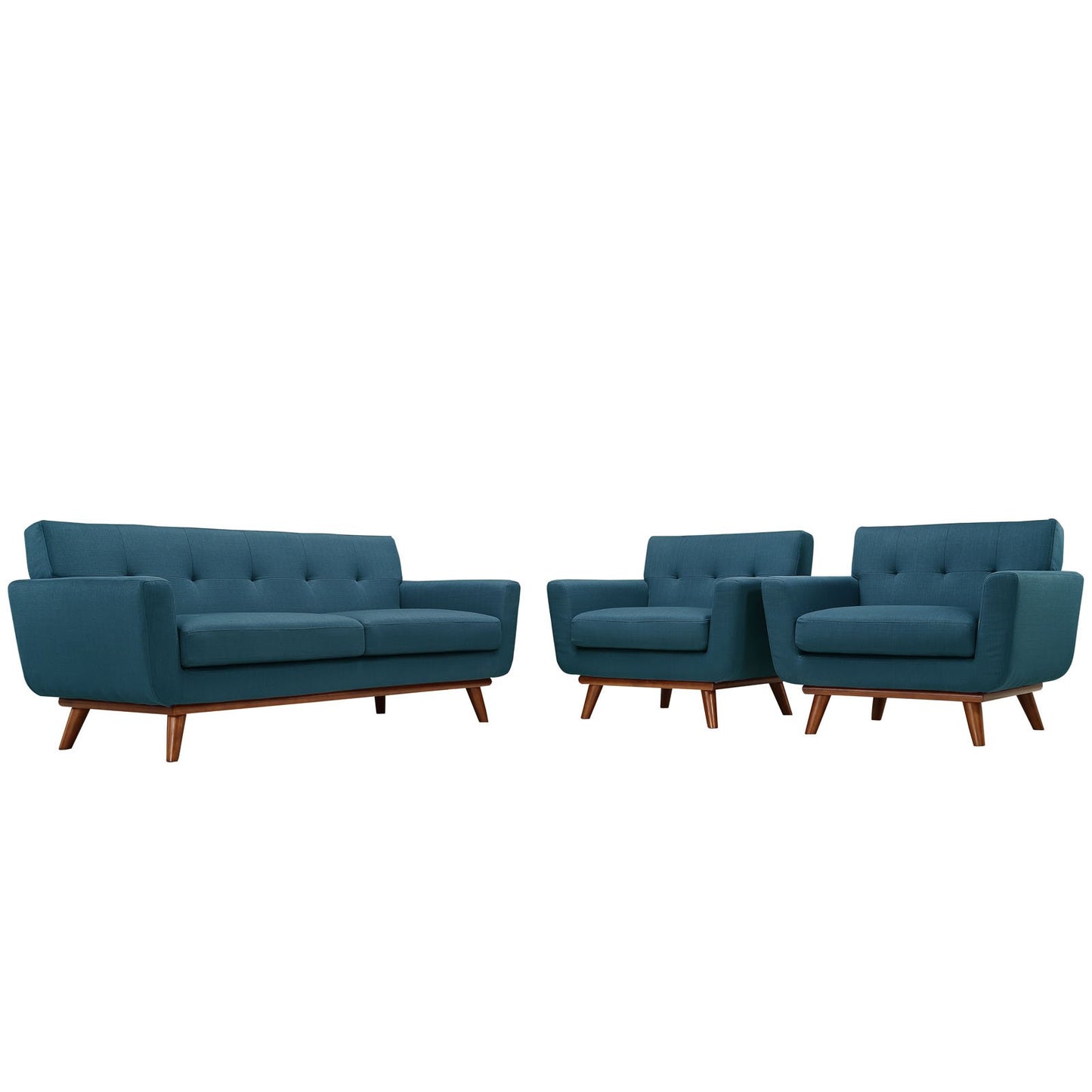 Sofa & chair Sets | Engage Sofa Set | Gently Curved Design | Dual Cushions | Tufted Buttons | Perfect for Lounging, Relaxing, and Entertaining | Includes Loveseat & 2 Armchairs | casafoyer.myshopify.com