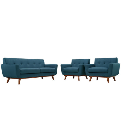 Sofa & chair Sets | Engage Sofa Set | Gently Curved Design | Dual Cushions | Tufted Buttons | Perfect for Lounging, Relaxing, and Entertaining | Includes Loveseat & 2 Armchairs | casafoyer.myshopify.com