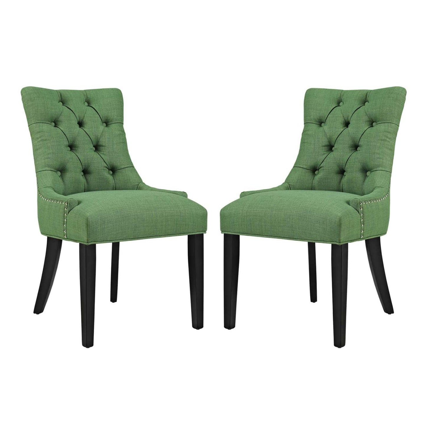 home office desk chairs | CasaFoyer Regent Dining Side Chair Set of 2 | Exquisite Nostalgic Design | Tufted Buttons | Nailhead Trim | Foam Cushioned Seat | Polyester Fabric | Non-Marking Foot Caps | Tapered Wood Legs | Green | casafoyer.myshopify.com