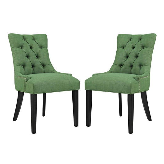 home office desk chairs | CasaFoyer Regent Dining Side Chair Set of 2 | Exquisite Nostalgic Design | Tufted Buttons | Nailhead Trim | Foam Cushioned Seat | Polyester Fabric | Non-Marking Foot Caps | Tapered Wood Legs | Green | casafoyer.myshopify.com