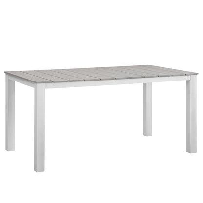 Dining Table | Maine Outdoor Patio 63 Dining Table | Synthetic Wood Grain Plank Boards | Powder-Coated Aluminum Frame | Natural Charm | Al Fresco Dining | Modern Design | casafoyer.myshopify.com