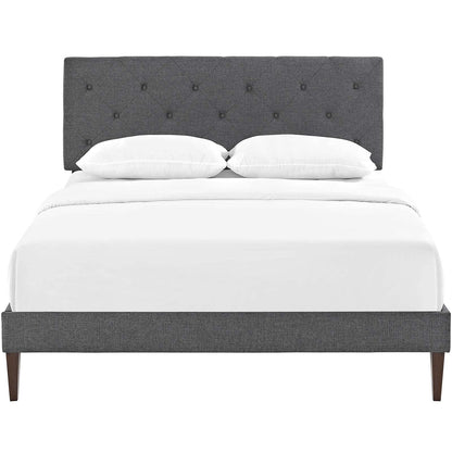 Bed | CasaFoyer Tarah Platform Bed | Solid Wood Frame | Polyester Upholstery | Tapered Legs | Gray | King Size | No Box Spring Needed | Memory Foam Compatible | Assembly Required | casafoyer.myshopify.com