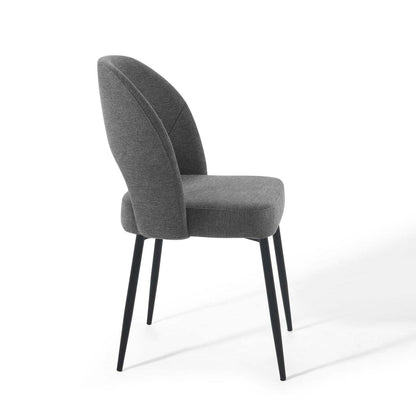 Dining Table | Rouse Upholstered Fabric Dining Side Chair | Elegant & Cozy | Plush Foam Padding | Soft Fabric Upholstery | Sturdy Bentwood Construction | Matte Black Stainless Steel Legs | Mid-Century Design | 331 lbs Capacity | Set of 1 | casafoyer.myshopify.com