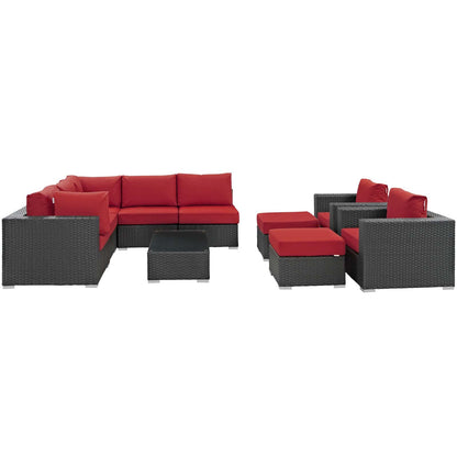 kitchen and dining room sets | CasaFoyer Sojourn Outdoor Patio Furniture Set | 10 Piece Sectional | Sunbrella Cushions | Synthetic Rattan Weave | UV Protection | Aluminum Frame | casafoyer.myshopify.com