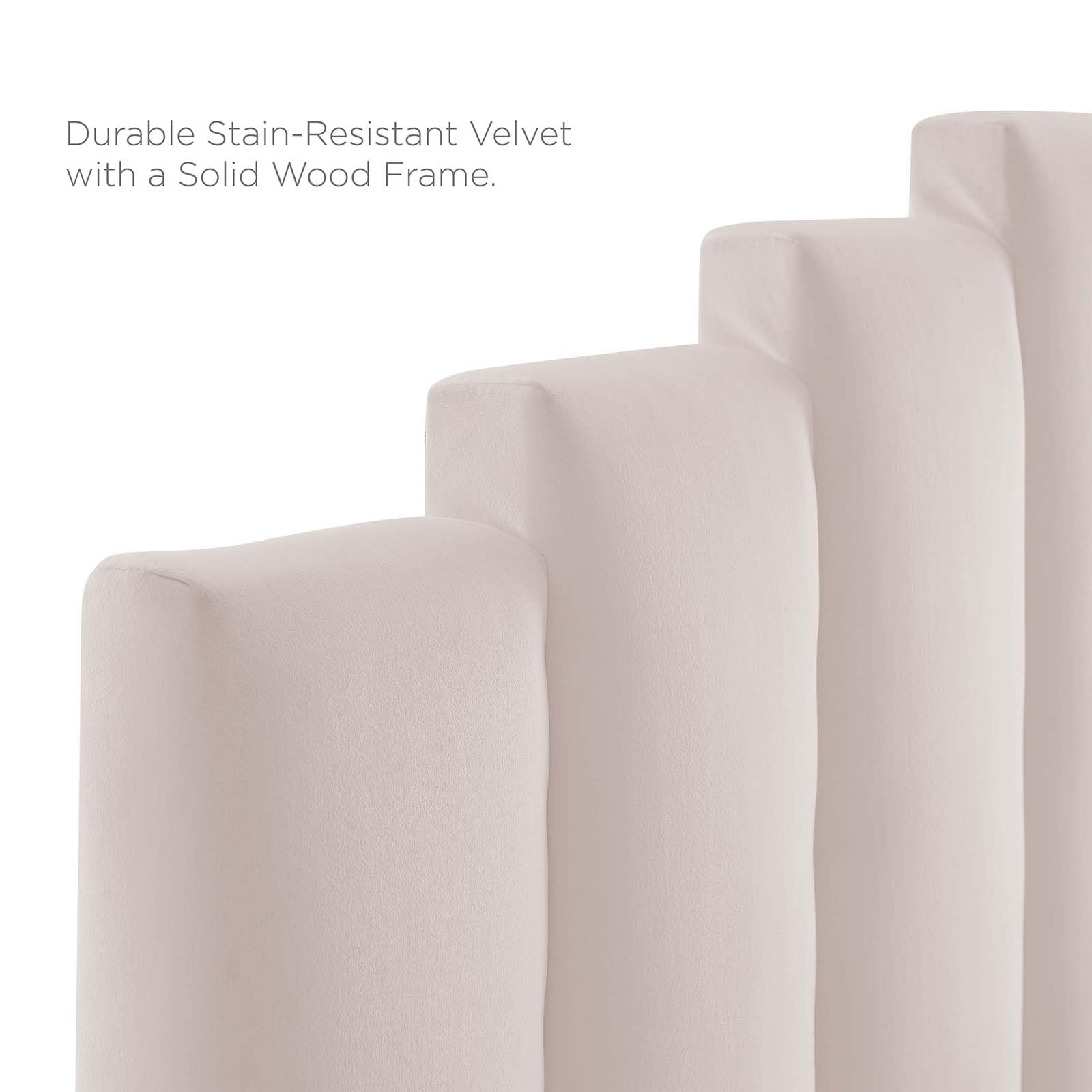 headboards | CasaFoyer Noelle Performance Velvet King/California King Headboard | Opulent Art Deco Style | Stain-Resistant Fabric | Adjustable Height | Pink | casafoyer.myshopify.com