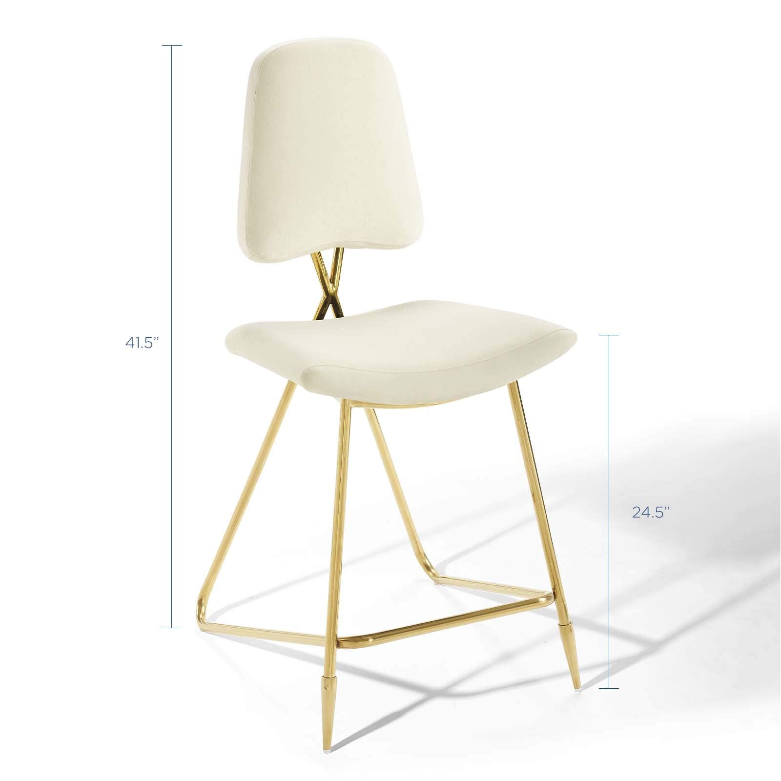 barstools | CasaFoyer Ponder Upholstered Performance Velvet Dining Counter Stool | Stylish, Comfortable, Durable | Gold Stainless Steel Base | Set of 1 | casafoyer.myshopify.com
