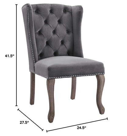 home office desk chairs | CasaFoyer Apprise French Vintage Dining Side Chair | Elegant Wingback Design | Stain-Resistant Performance Velvet | Weathered Wood Legs | 300 lb Capacity | casafoyer.myshopify.com