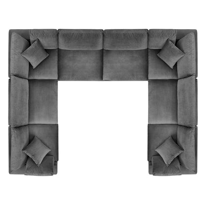 kitchen and dining room sets | CasaFoyer Commix Sectional Sofa | Luxurious & Inviting | Elegant Design | Stain-Resistant Velvet | Solid Wood Construction | Duck Down Cushions | 8-Piece Set in Gray | casafoyer.myshopify.com
