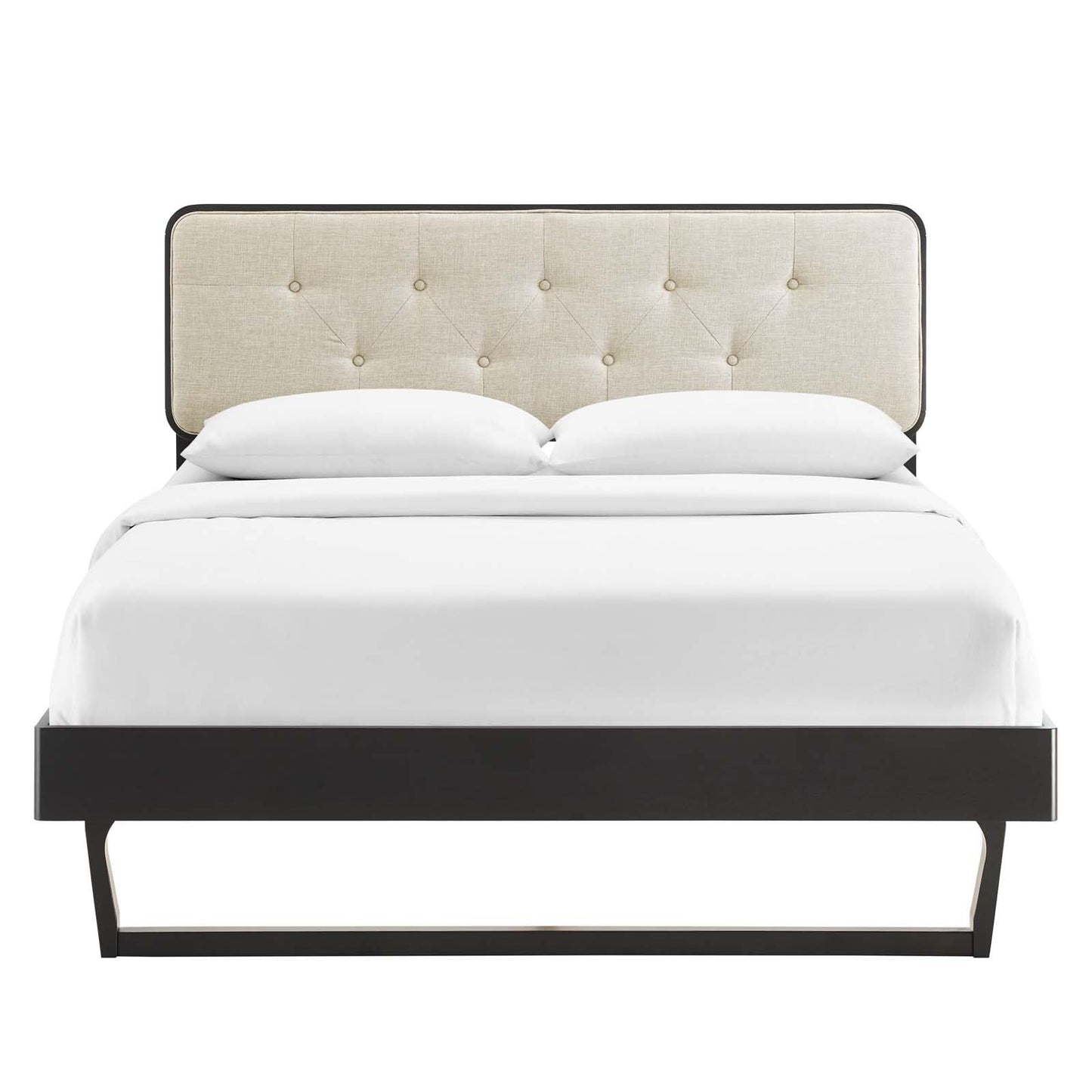 bed frames | CasaFoyer Bridgette Tufted Wood Full Platform Bed | Retro Mid-Century Style | Button Tufted Headboard | Wood Grain Frame | Sturdy Support System | No Box Spring Needed | casafoyer.myshopify.com