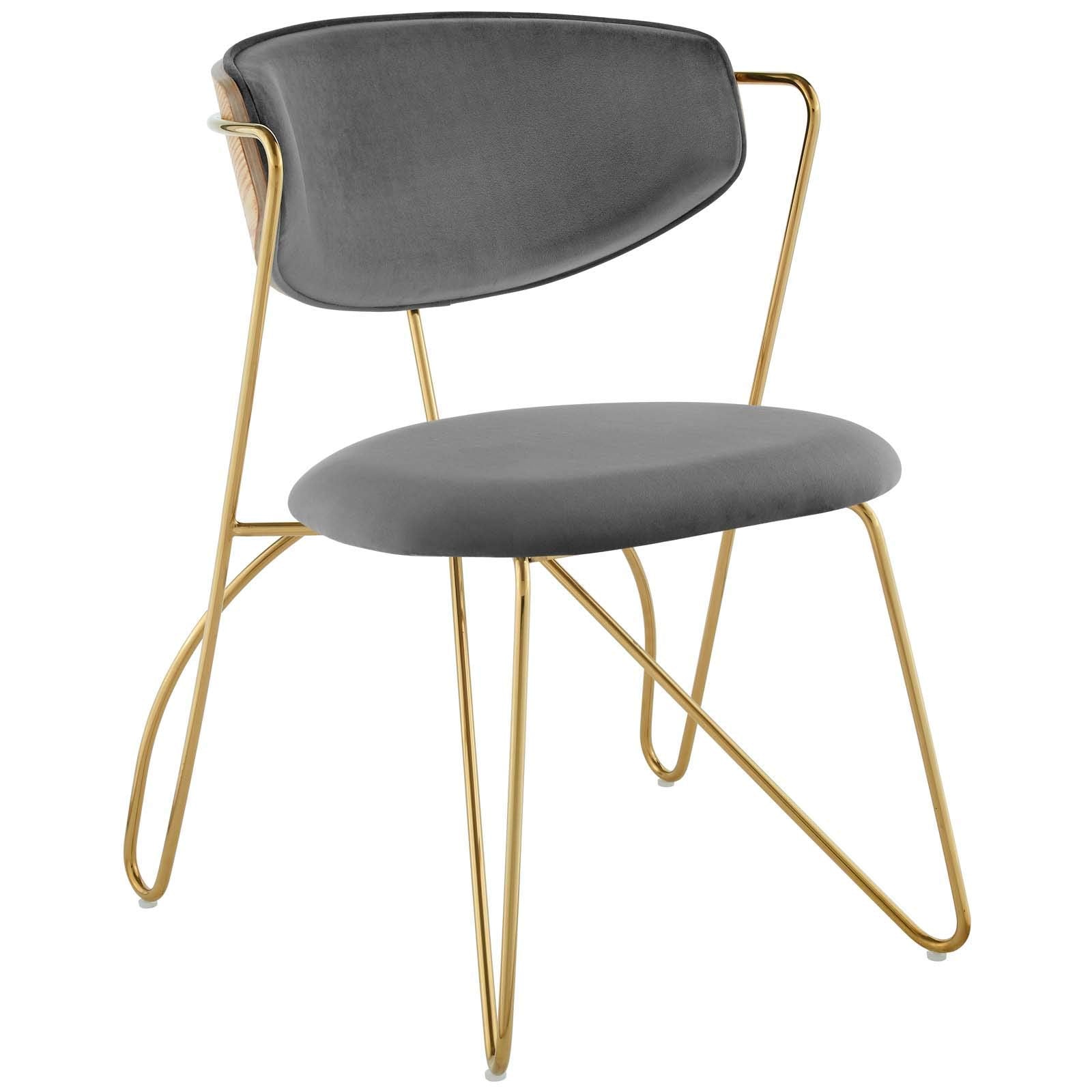home office desk chairs | CasaFoyer Prevail Performance Velvet Mid-Century Dining Chair | Vintage Glamour with Modern Industrial Accents | Ergonomic Design | Stain-Resistant | Gold Gray | casafoyer.myshopify.com