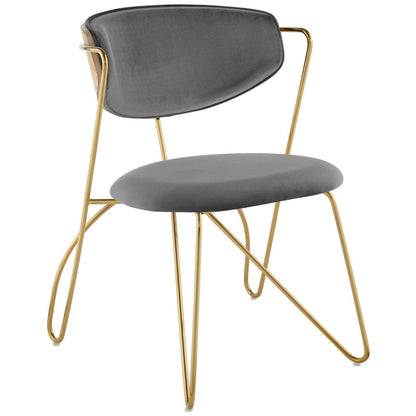 home office desk chairs | CasaFoyer Prevail Performance Velvet Mid-Century Dining Chair | Vintage Glamour with Modern Industrial Accents | Ergonomic Design | Stain-Resistant | Gold Gray | casafoyer.myshopify.com