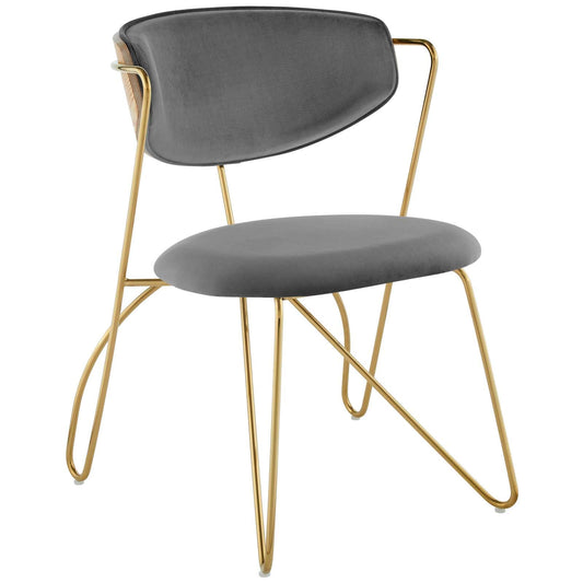 home office desk chairs | CasaFoyer Prevail Performance Velvet Mid-Century Dining Chair | Vintage Glamour with Modern Industrial Accents | Ergonomic Design | Stain-Resistant | Gold Gray | casafoyer.myshopify.com