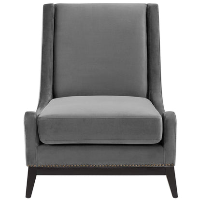 home office desk chairs | CasaFoyer Confident Accent Lounge Chair | Luxurious Plush Velvet | Nailhead Trim | Sturdy Rubberwood Frame | Removable Seat Cushion | Gray | casafoyer.myshopify.com