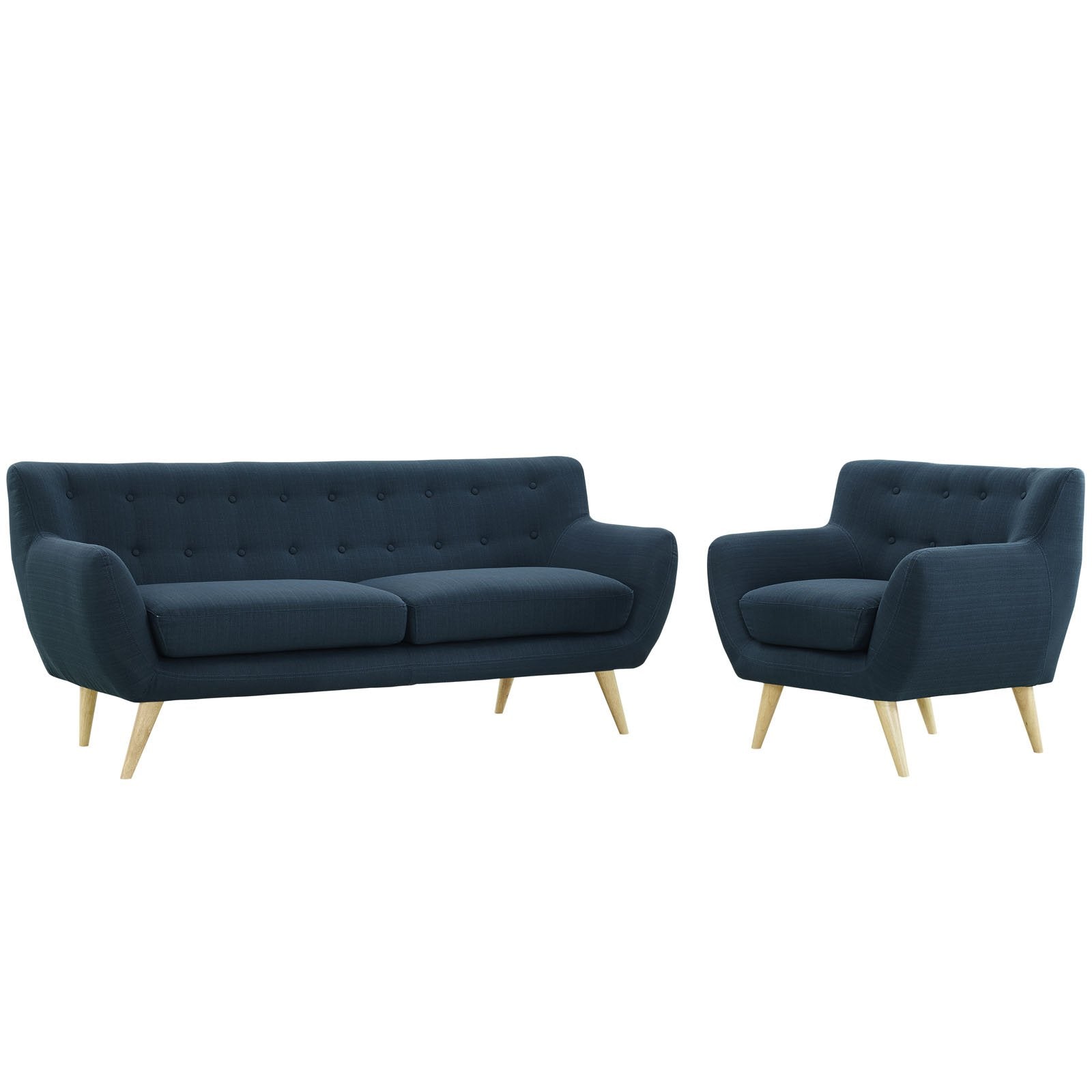 kitchen and dining room sets | CasaFoyer Remark Living Room Set | Azure | 2 Piece | Plush Dual Cushion | Organic Design | Mid-Century Aesthetics | Solid Wood Legs | Polyester Upholstery | Finely Stitched Buttons | Modern Sophistication | Includes Armchair and Sofa | casafoyer.myshopify.com