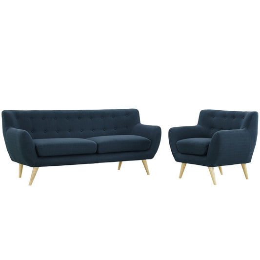 kitchen and dining room sets | CasaFoyer Remark Living Room Set | Azure | 2 Piece | Plush Dual Cushion | Organic Design | Mid-Century Aesthetics | Solid Wood Legs | Polyester Upholstery | Finely Stitched Buttons | Modern Sophistication | Includes Armchair and Sofa | casafoyer.myshopify.com