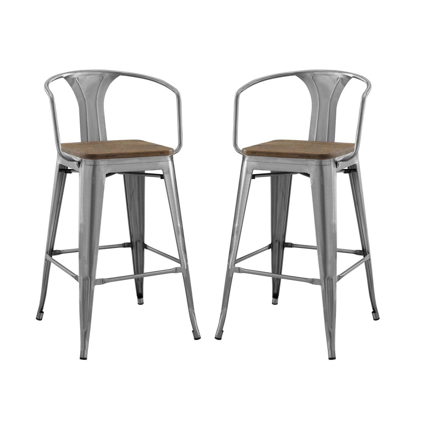 barstools | CasaFoyer Promenade Arm Bamboo & Metal Bar Stool Set | Vintage Steel Finish | Industrial Modern Design | Set of 2 | casafoyer.myshopify.com