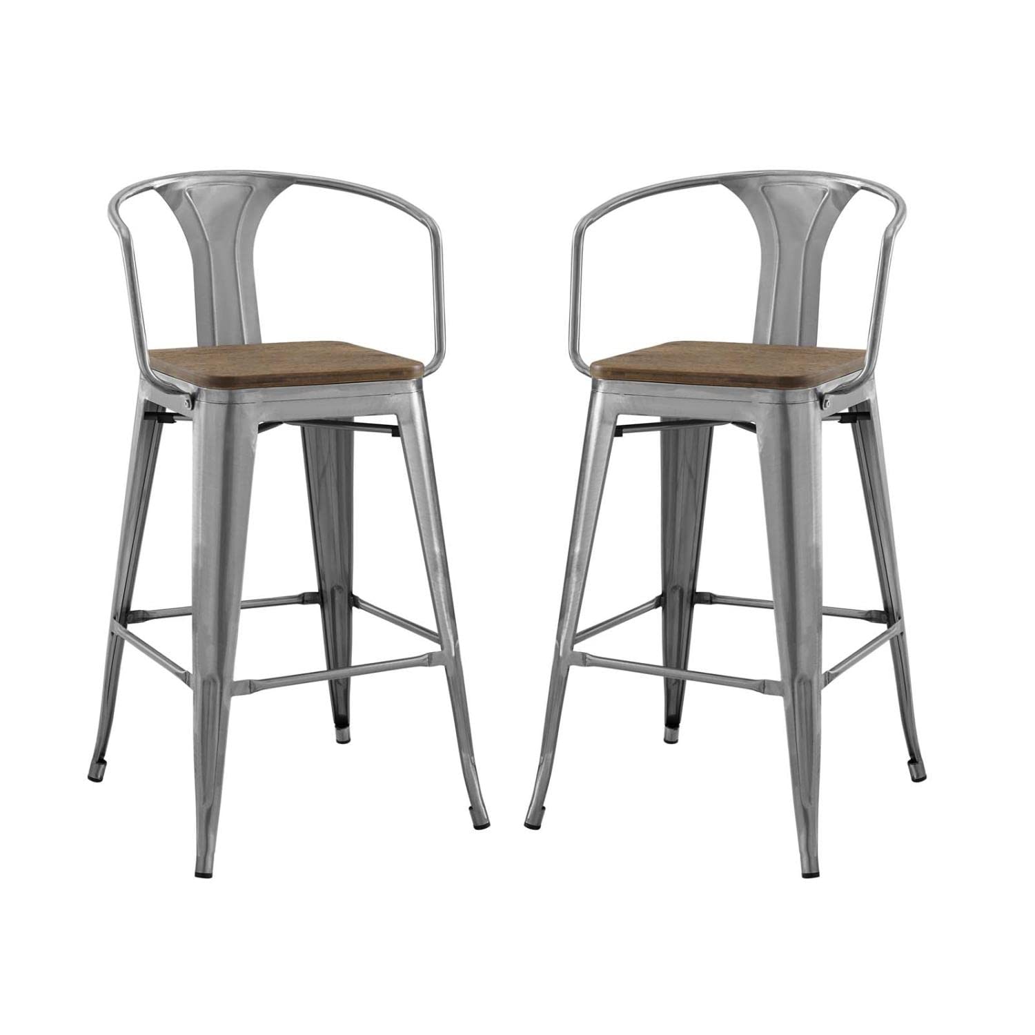 barstools | CasaFoyer Promenade Arm Bamboo & Metal Bar Stool Set | Vintage Steel Finish | Industrial Modern Design | Set of 2 | casafoyer.myshopify.com