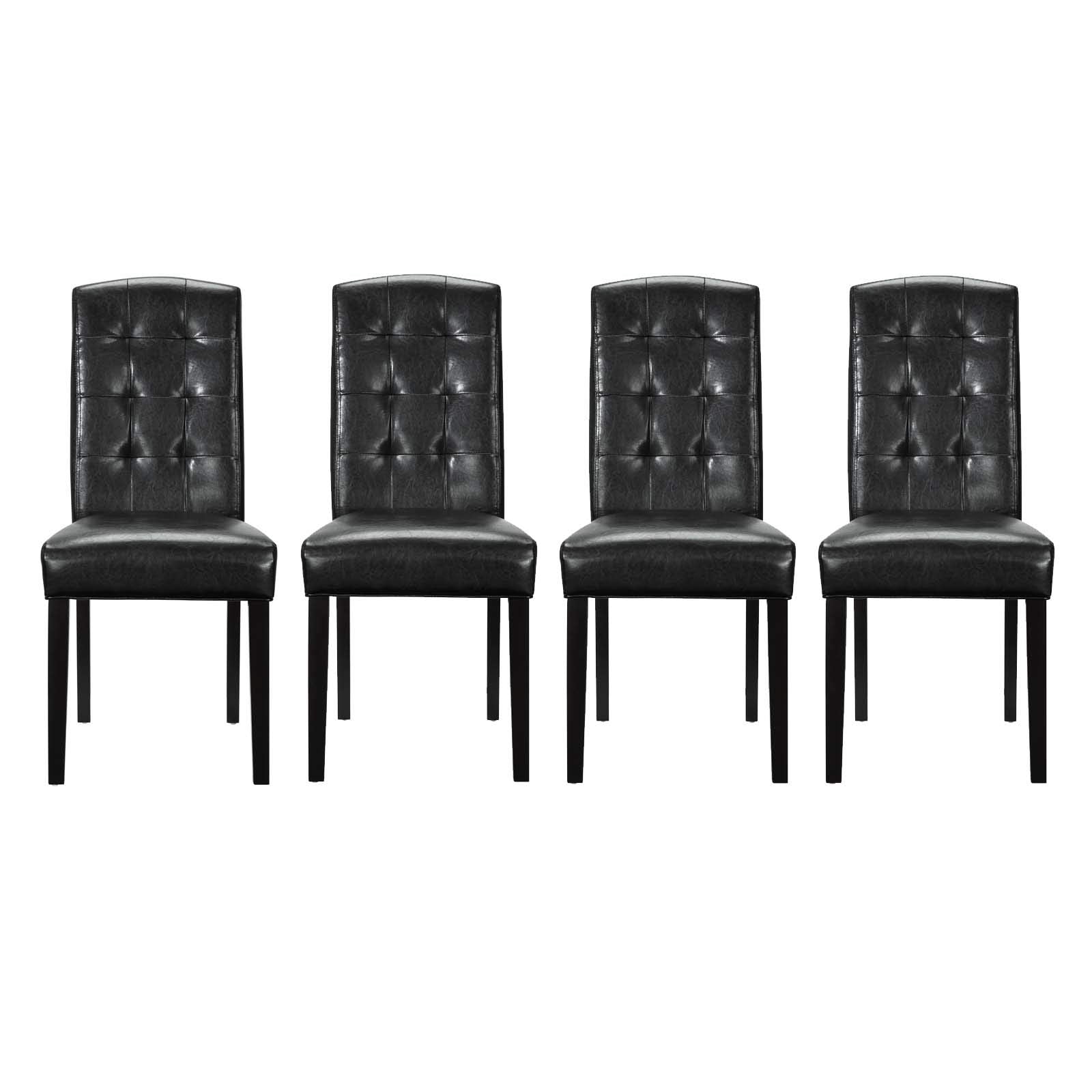 home office desk chairs | CasaFoyer Perdure Dining Chairs | Classic Sophistication with Contemporary Style | Parsons Style | Dress Up or Down | Set of 4, Black Vinyl | casafoyer.myshopify.com