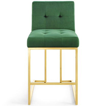 barstools | CasaFoyer Privy Gold Stainless Steel Counter Stool | Glamorous Velvet Upholstery | Sleek Modern Design | Gold Geometric Base | No Assembly Required | casafoyer.myshopify.com