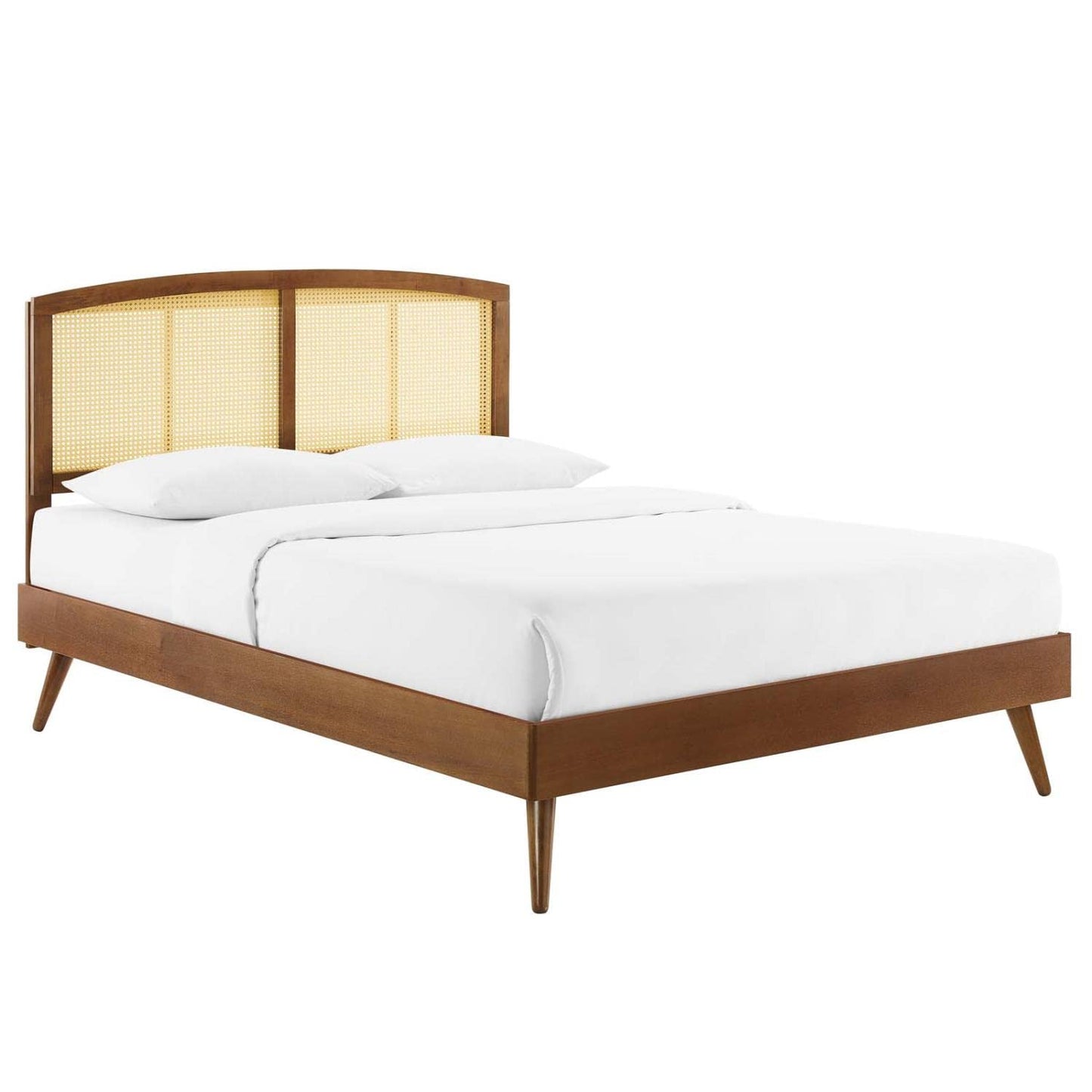Bed | CasaFoyer Sierra Woven Cane Rattan Wood King Platform Bed | Serene Island Vibe | Mid-Century Modern Design | Sturdy Construction | No Box Spring Needed | Accommodates Various Mattresses | 601 lbs Weight Capacity | casafoyer.myshopify.com