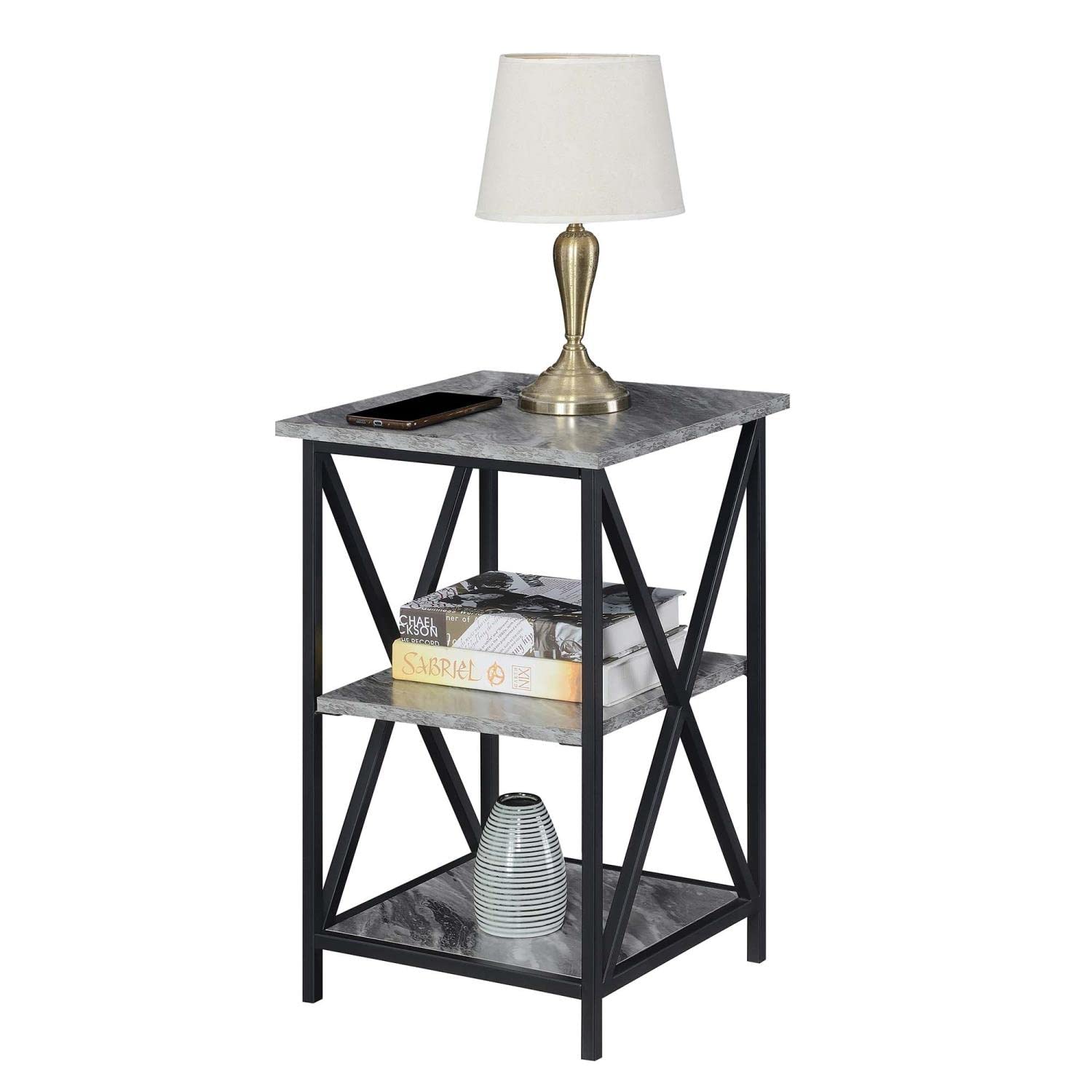 TABLE | Tucson End Table with Shelves | Sleek Metal Frame | 3 Open Shelves | Durable & Stylish | Ergode | casafoyer.myshopify.com