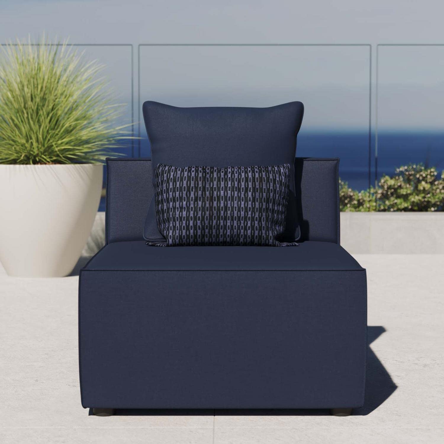 sofas | CasaFoyer Outdoor Patio Saybrook Upholstered Sectional Sofa Armless Chair | Comfortable & Contemporary Design | Weather-Resistant & UV-Protected | Navy Blue | casafoyer.myshopify.com