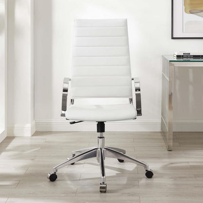 home office desk chairs | CasaFoyer Jive Highback Office Chair | Stylish & Comfortable | Ribbed Vinyl Back | Padded Seat Cushion | 90-Degree Wrist Angling Armrests | Chrome-Plated Aluminum Base | Dual-Wheel Casters | Perfect for Modern Offices | casafoyer.myshopify.com