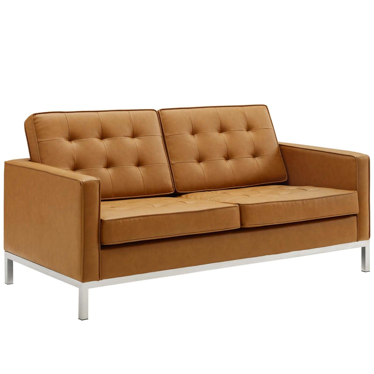 kitchen and dining room sets | CasaFoyer Loft Tufted Faux Leather Loveseat & Armchair Set | Elegant Design | Stainless Steel Frame | Silver Legs | casafoyer.myshopify.com
