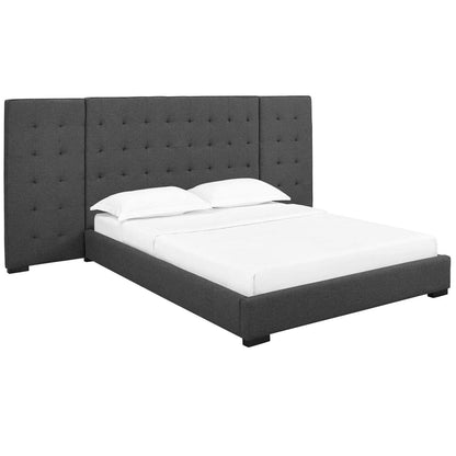 adjustable bed bases | CasaFoyer Sierra Queen Upholstered Fabric Platform Bed | Timeless Charm | Soft Polyester Upholstery | Foam Padded | Wall Panels | Black-Stained Wood Legs | Biscuit Tufting | Sturdy Slat Support | Accommodates Various Mattresses | 1322 lbs Weight Capacity | casafoyer.myshopify.com