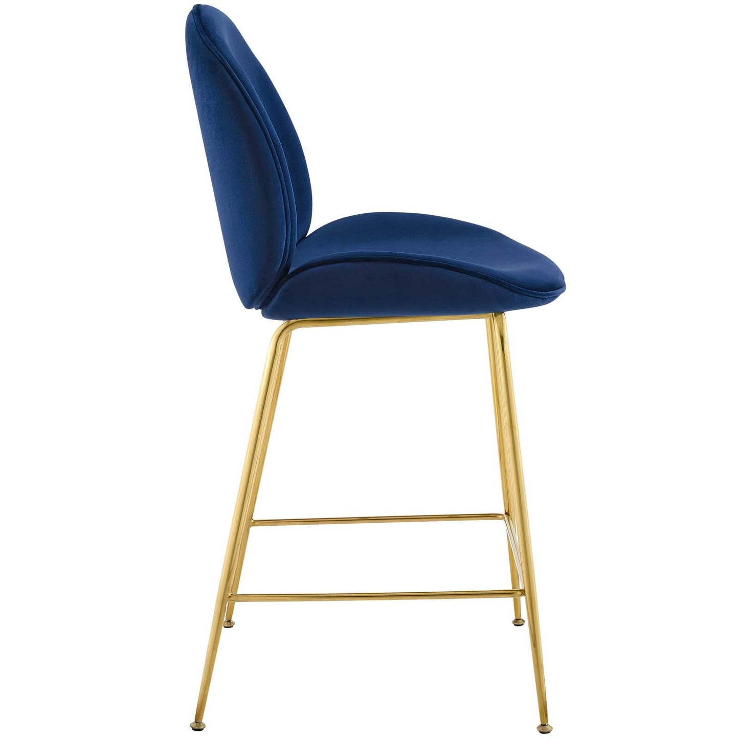 barstools | Scoop Gold Stainless Steel Leg Counter Stool | Vintage Glamour | Performance Velvet | Navy | casafoyer.myshopify.com