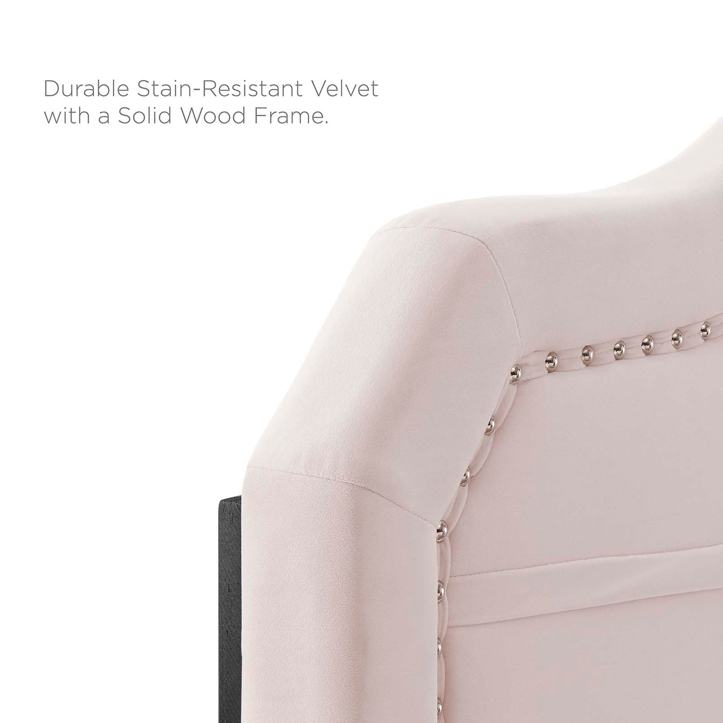 headboards | CasaFoyer Kristin Performance Velvet King/California King Headboard | Vintage Modern Glamour | Nailhead Trim | Pleated Design | Pink | casafoyer.myshopify.com