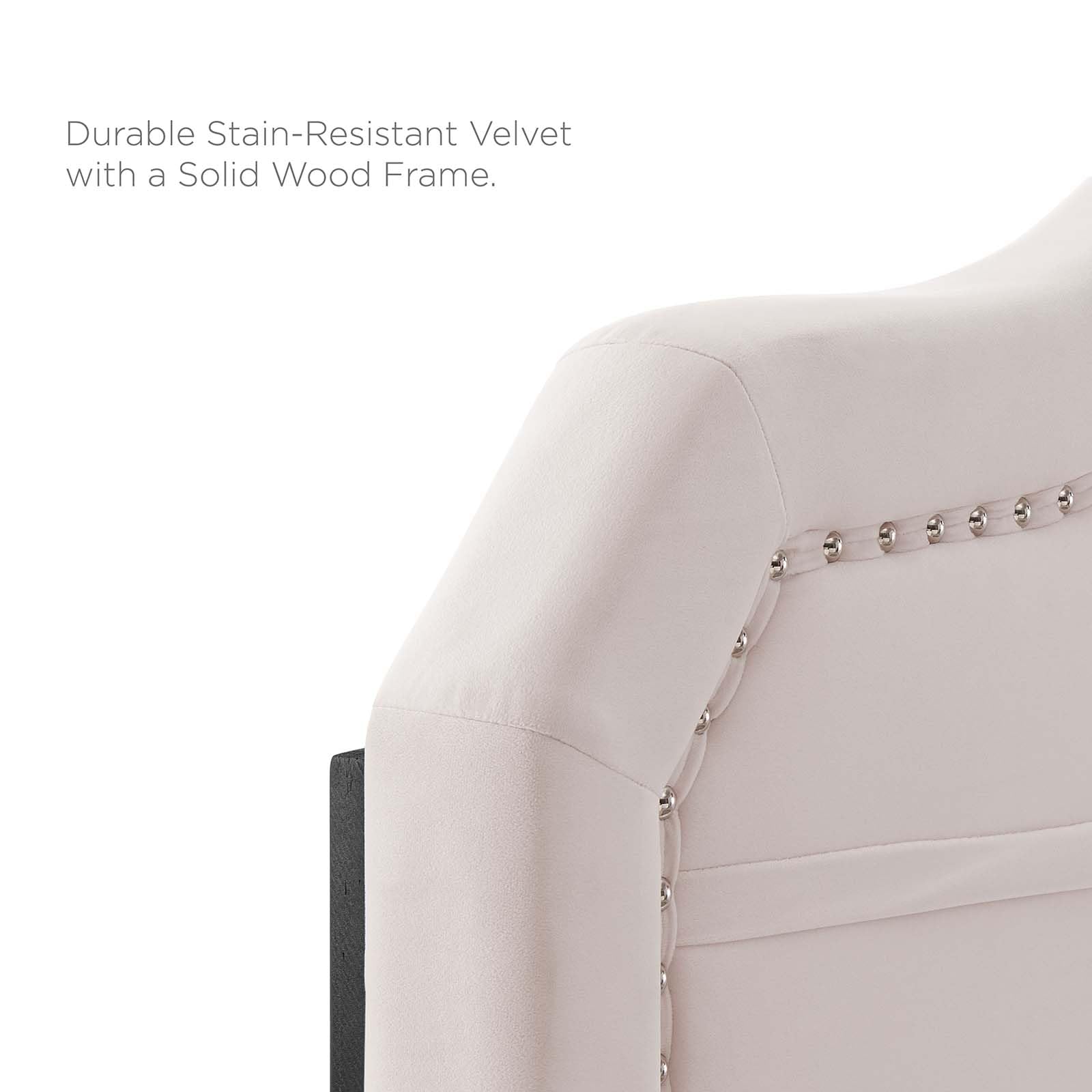 headboards | CasaFoyer Kristin Performance Velvet King/California King Headboard | Vintage Modern Glamour | Nailhead Trim | Pleated Design | Pink | casafoyer.myshopify.com